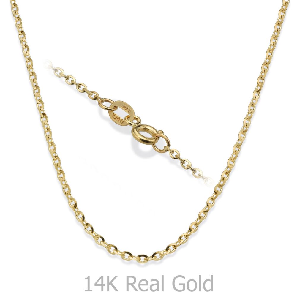Gold Chains | 14K Yellow Gold Rollo Chain Necklace 1.6mm Thick, 17.7