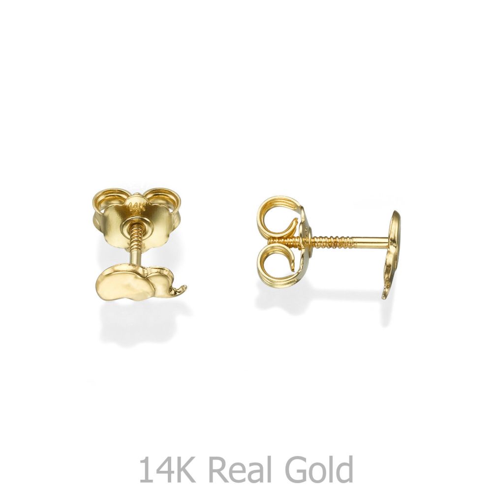 Girl's Jewelry | 14K Yellow Gold Kid's Stud Earrings - Eli Elephant