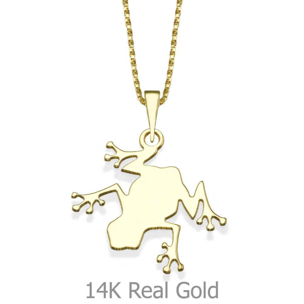 Girl's Jewelry | Pendant and Necklace in 14K Yellow Gold - Froggy the Frog