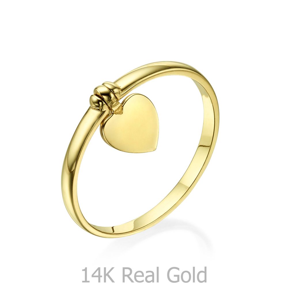 Women’s Gold Jewelry | Ring with Charm in Yellow Gold - Heart Charm