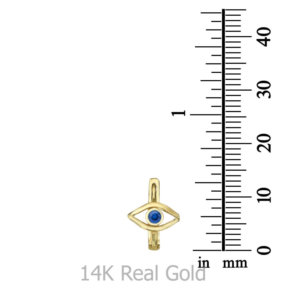Girl's Jewelry | Dangle Tight Earrings in14K Yellow Gold - The Blue Eye