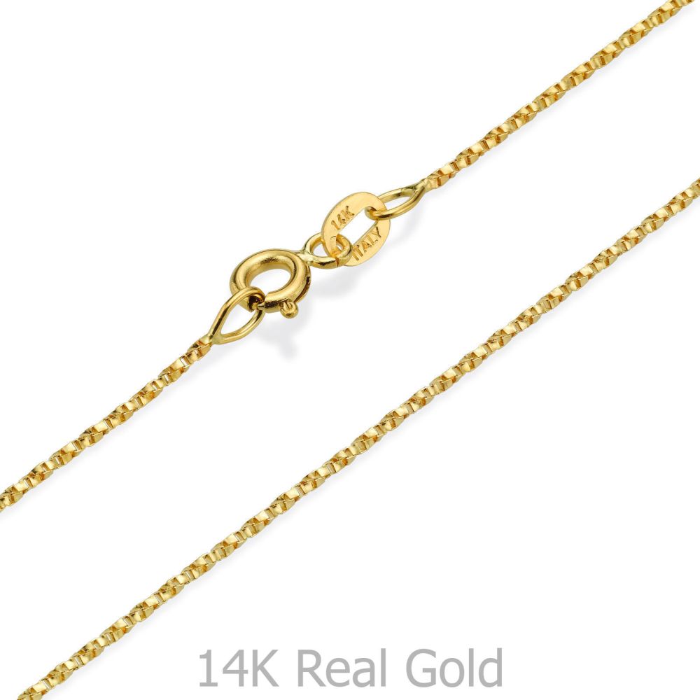 Gold Chains | 14K Yellow Gold Twisted Venice Chain Necklace 1mm Thick, 16.5