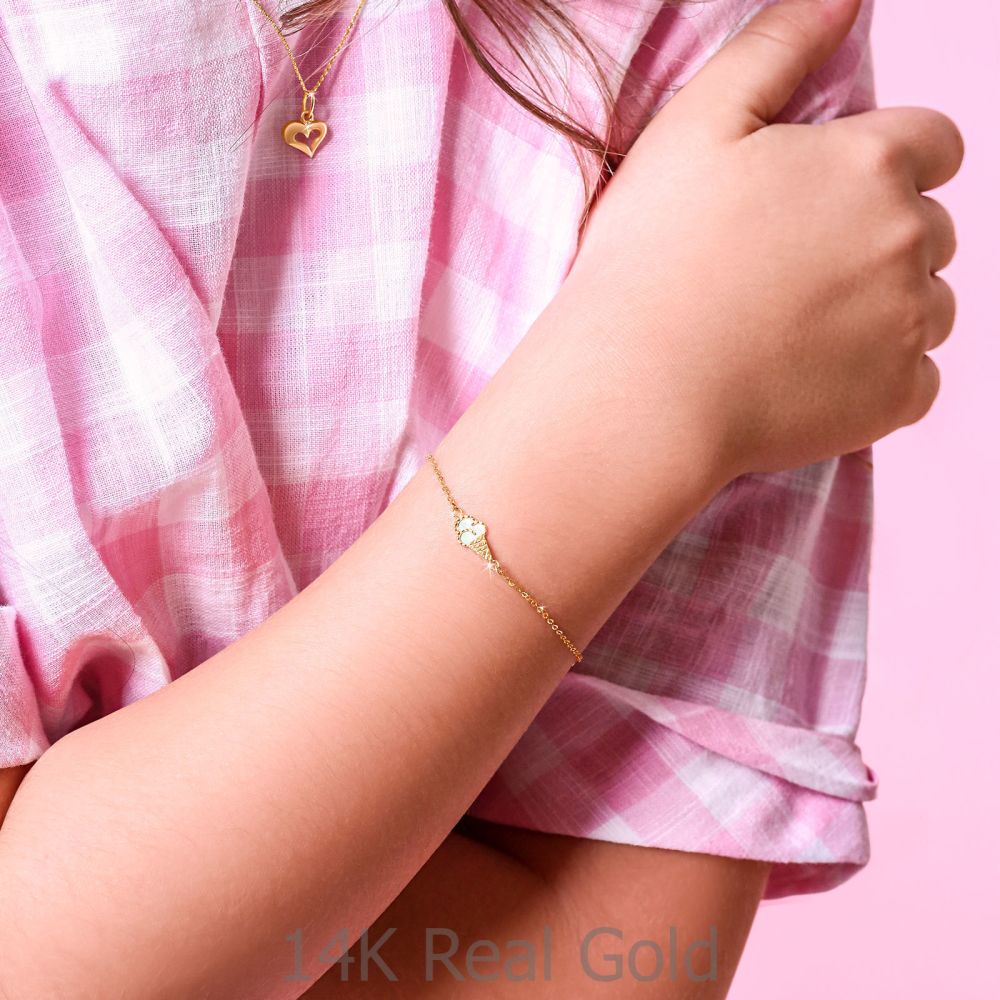 Girl's Jewelry | 14K Gold Girls' Bracelet - Ice Cream Cone