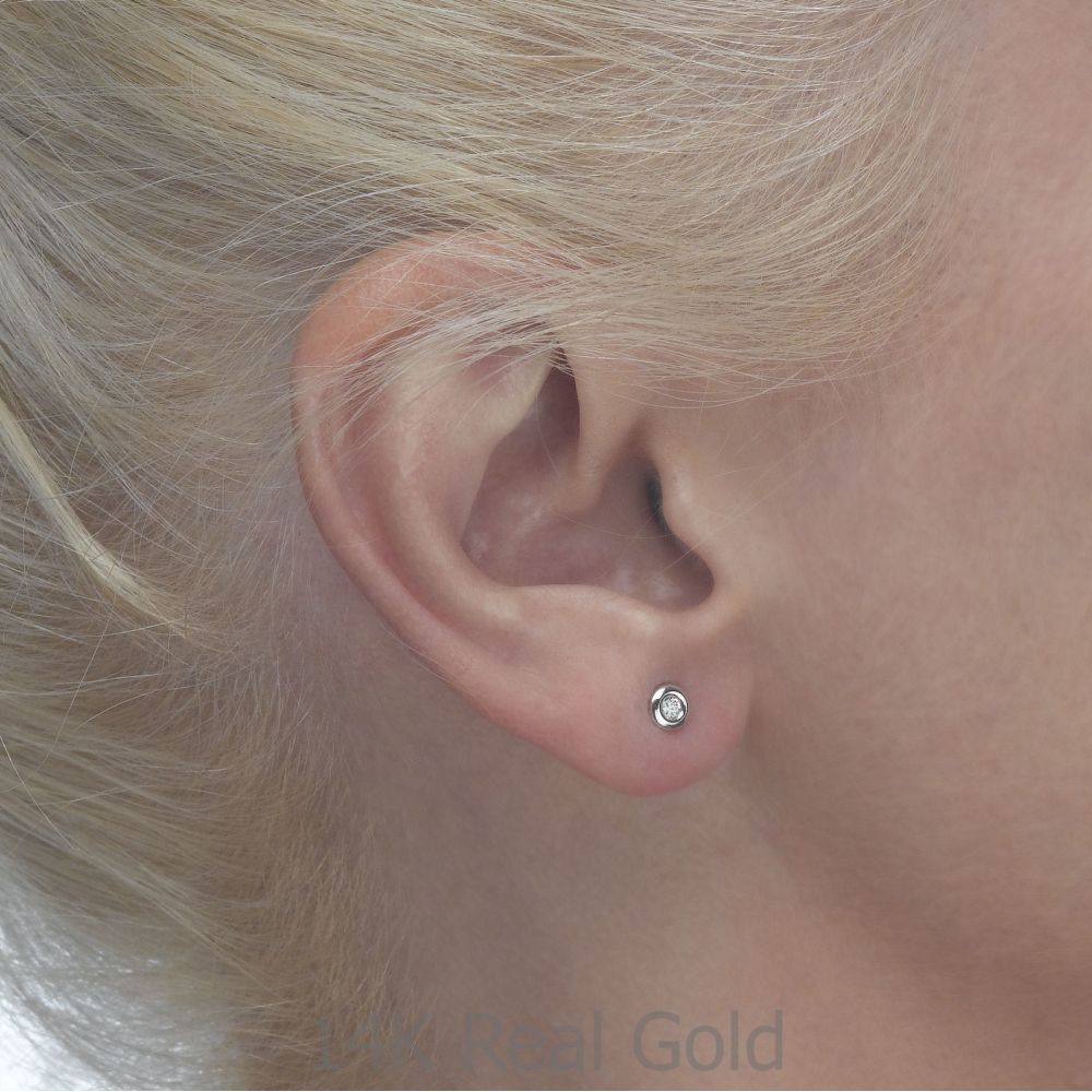 Girl's Jewelry | 14K White Gold Kid's Stud Earrings - Circle of Splendor - Large