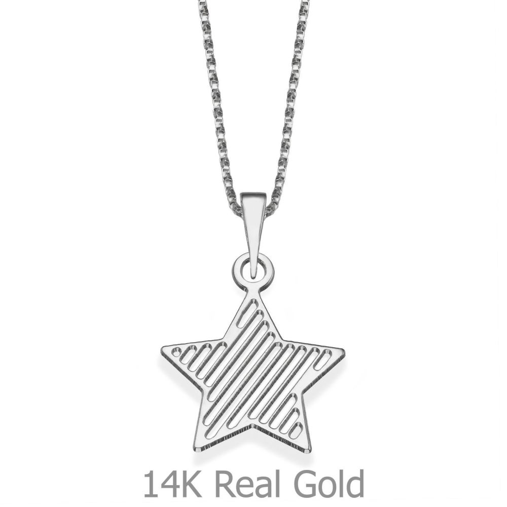 Girl's Jewelry | Pendant and Necklace in 14K White Gold - Star of the Party
