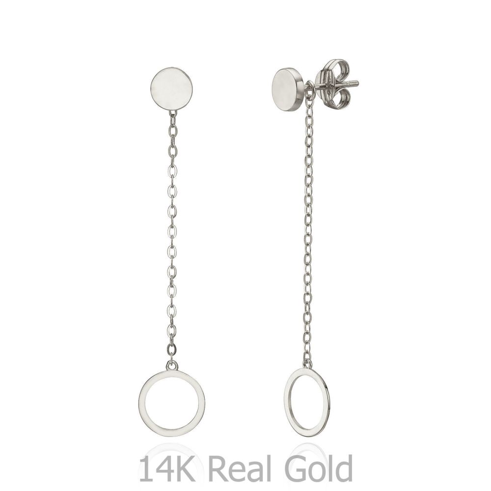 Women’s Gold Jewelry | 14K White Gold Women's Earrings - Dangling Circles