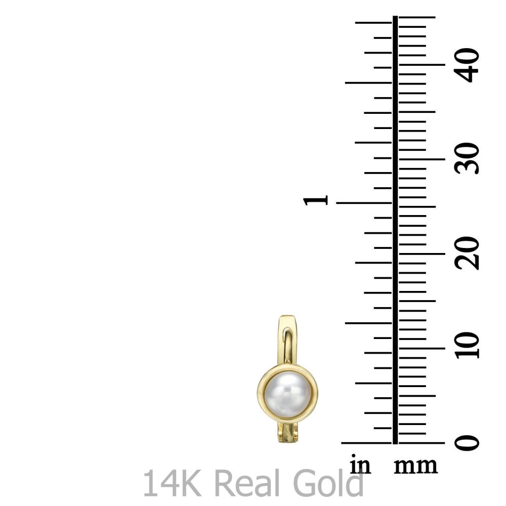 Girl's Jewelry | Dangle Tight Earrings in14K Yellow Gold - Pearl of Nicki