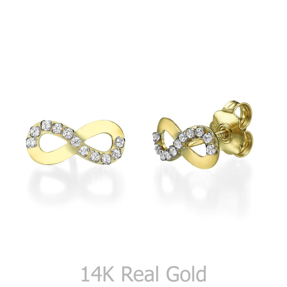 Girl's Jewelry | 14K Yellow Gold Teen's Stud Earrings - Infinite Glamour