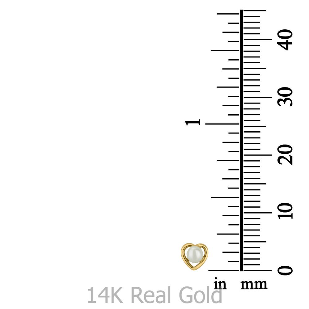 Girl's Jewelry | 14K Yellow Gold Kid's Stud Earrings - Pearl of Charm