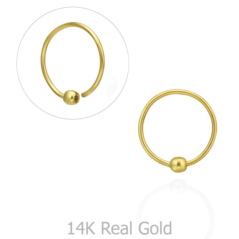 Piercing | Helix / Tragus Piercing in 14K Yellow Gold with Gold Ball - Large