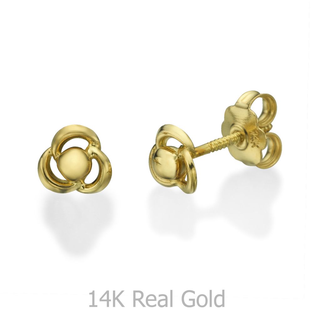 Girl's Jewelry | 14K Yellow Gold Kid's Stud Earrings - Flower of Milly