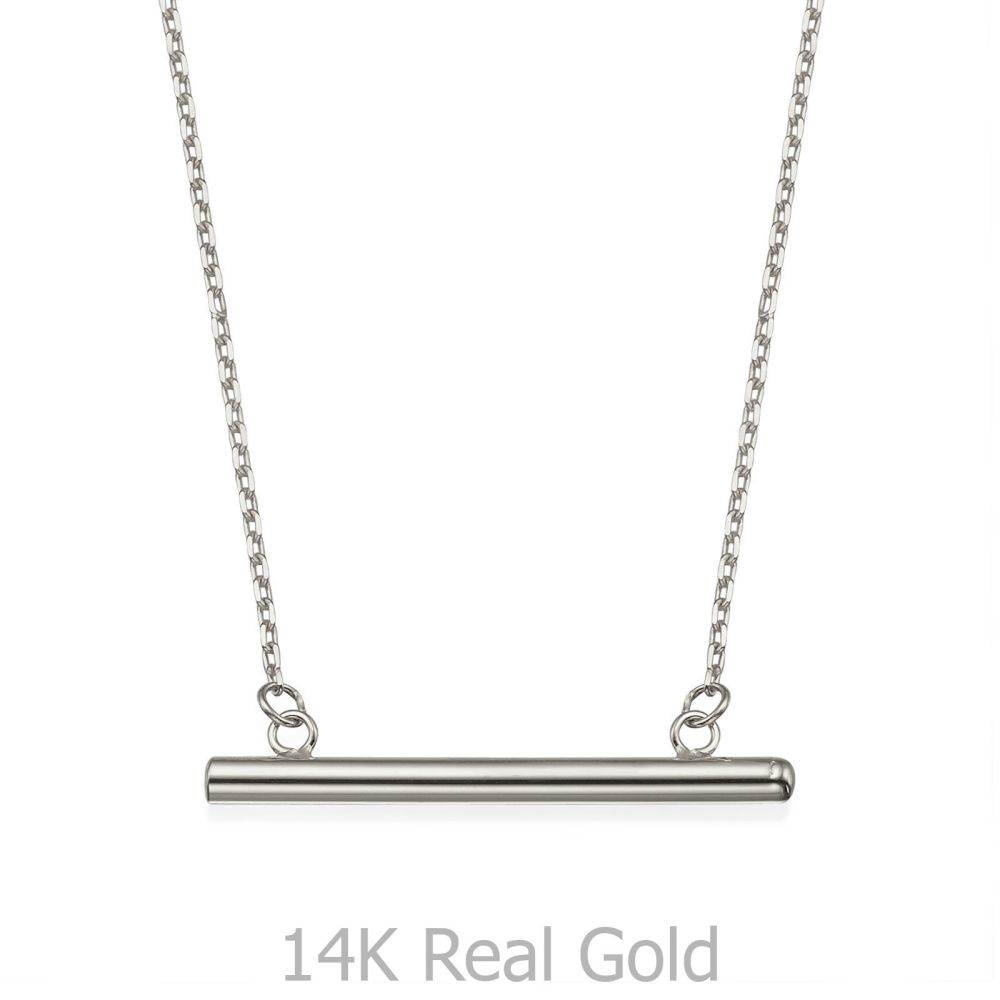 Women’s Gold Jewelry | Pendant and Necklace in 14K White Gold - Golden Bar