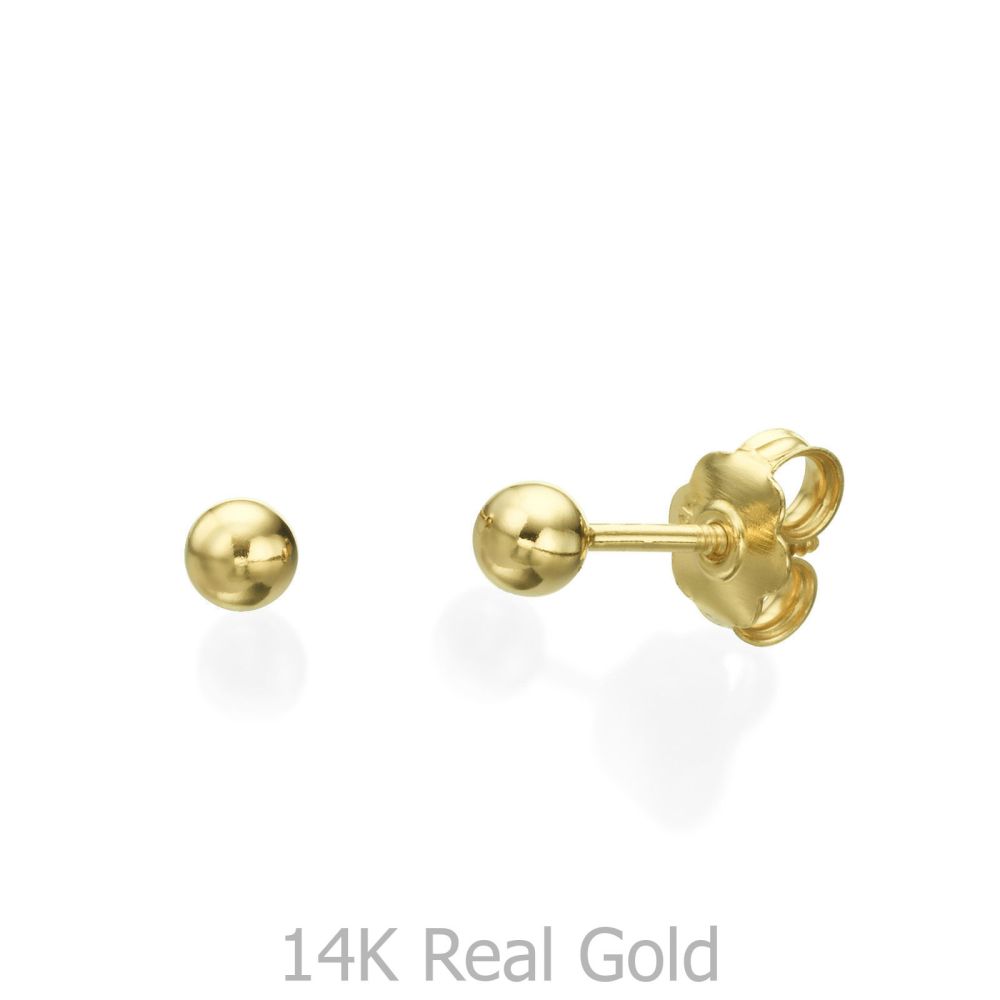 Girl's Jewelry | 14K Yellow Gold Kid's Stud Earrings - Classic Circle - Small