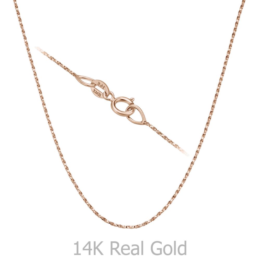 Gold Chains | 14K Rose Gold Twisted Venice Chain Necklace 0.6mm Thick, 15