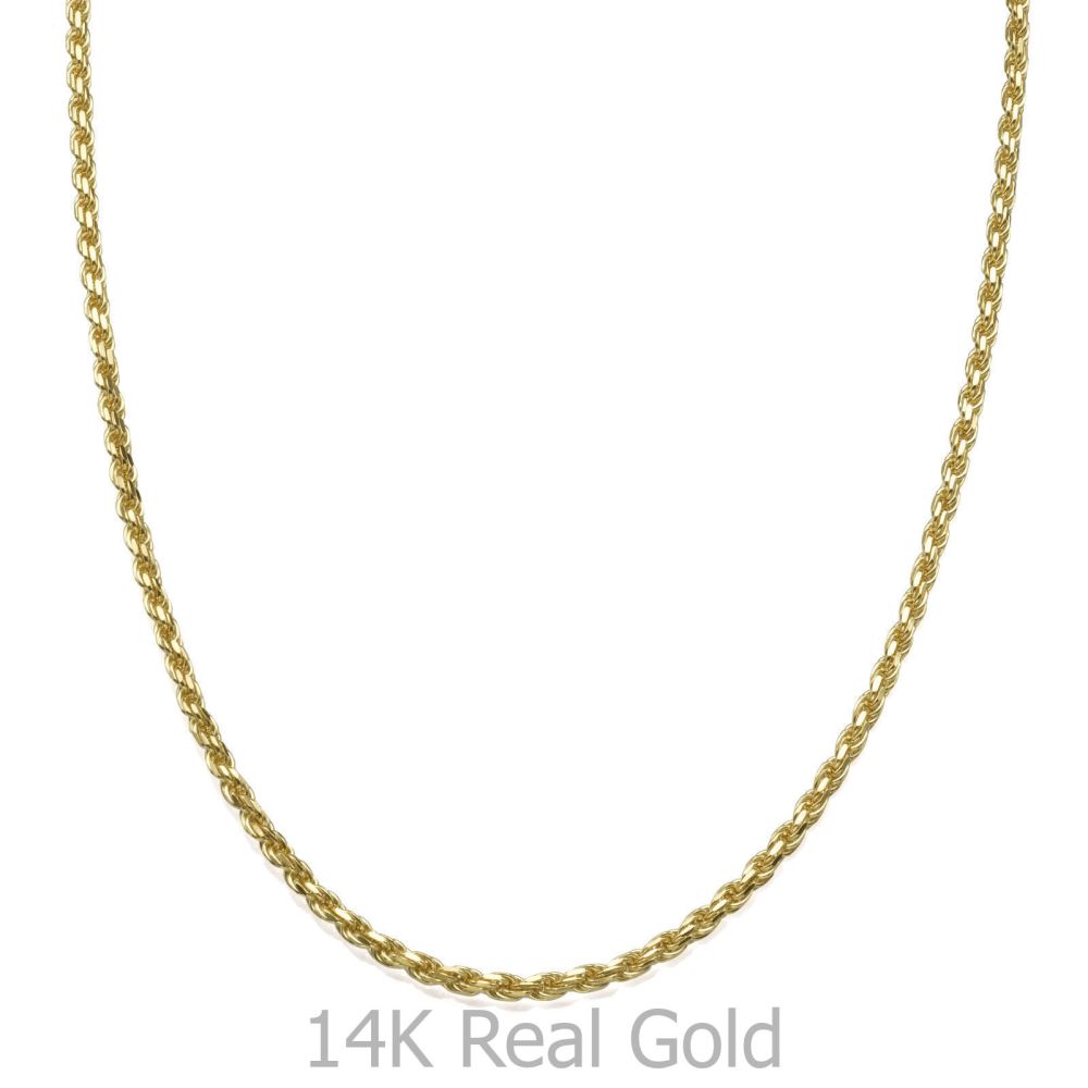 Jewelry for Men | 14K Yellow Gold Chain for Men Rope 1.9mm Thick, 19.7