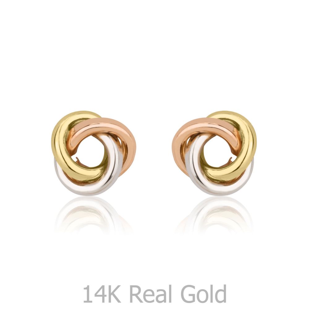Girl's Jewelry | 14K White & Yellow Gold Kid's Stud Earrings - Circles of Karma