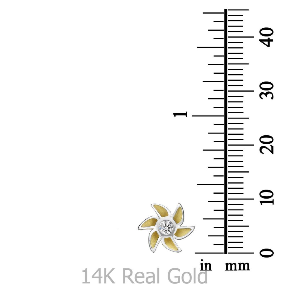 Girl's Jewelry | 14K White & Yellow Gold Teen's Stud Earrings - Bloom of Love