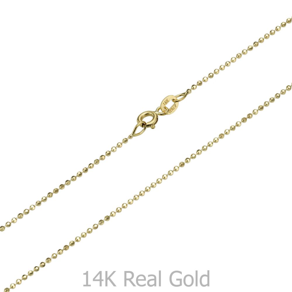 Gold Chains | 14K Yellow Gold Balls Chain Necklace 0.9mm Thick, 17.7