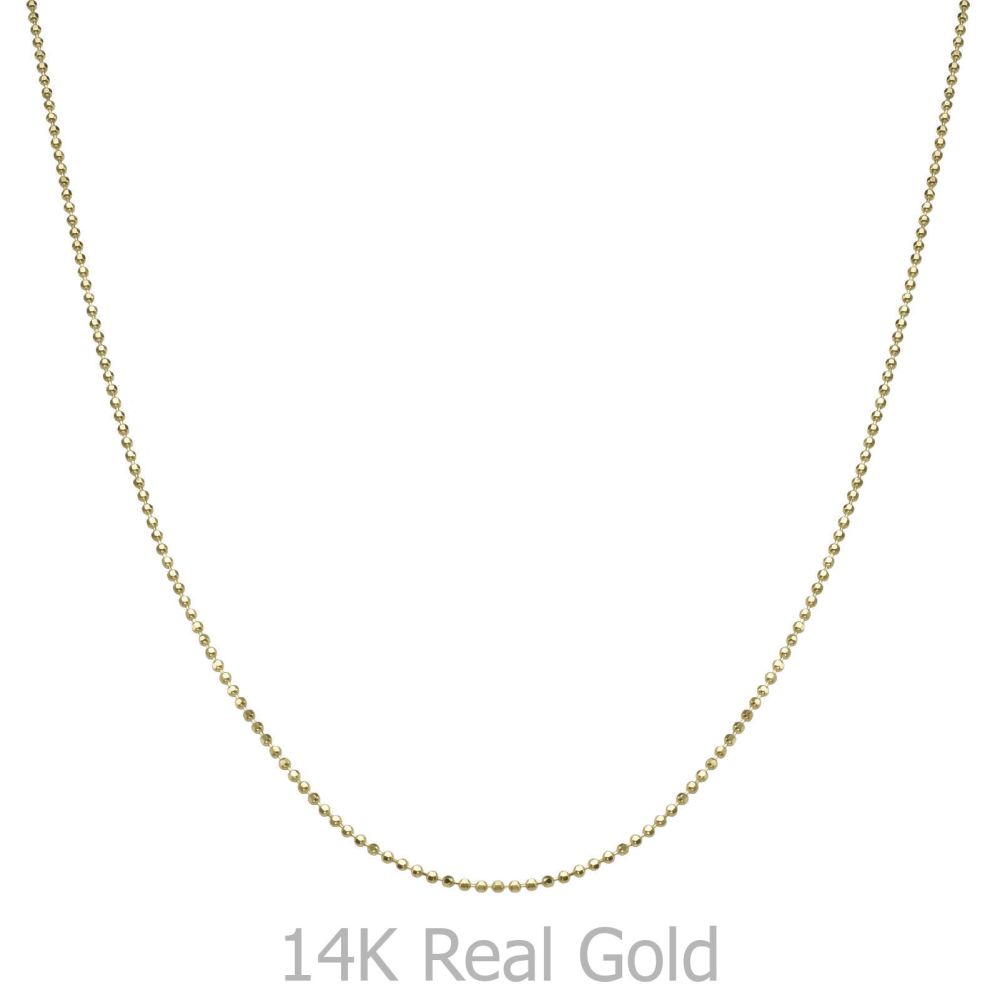 Gold Chains | 14K Yellow Gold Balls Chain Necklace 0.9mm Thick, 17.7