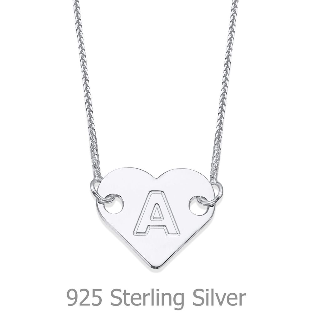 Personalized Necklaces | Heart-Shaped Initial Necklace in 925 Sterling Silver