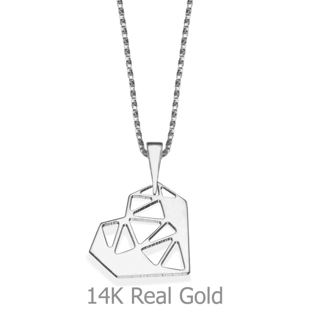 Girl's Jewelry | Pendant and Necklace in 14K White Gold - Conceptual Heart