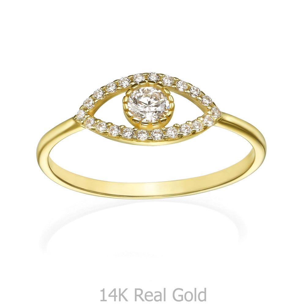 Women’s Gold Jewelry | 14K Yellow Gold Ring - Sparkling  Eye