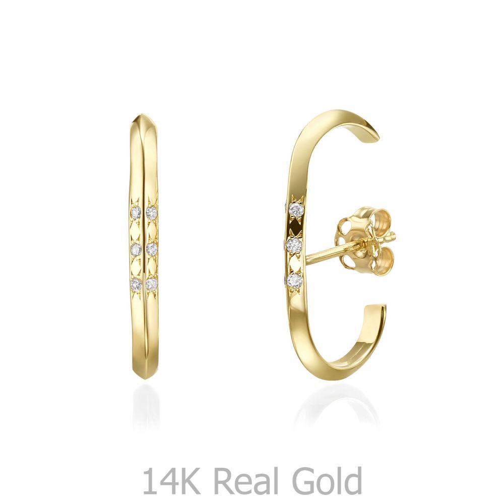 Diamond Jewelry | Diamond Cuff Earrings in 14K Yellow Gold - Twist
