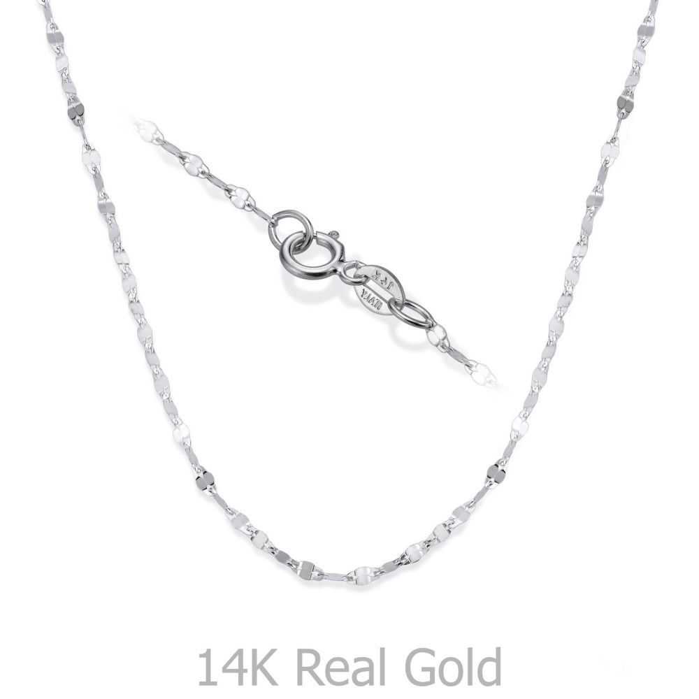 Gold Chains | 14K White Gold Forzata Chain Necklace 1.35mm Thick, 17.7