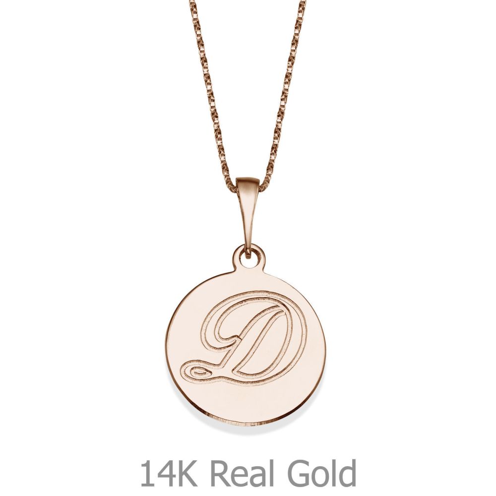 Personalized Necklaces | Engraved Initial Disc Necklace in Rose Gold