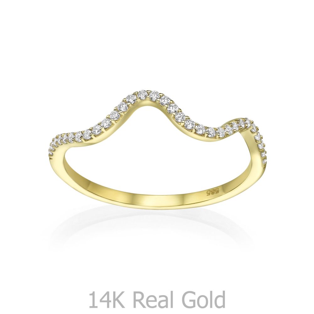 gold rings | 14K Yellow Gold Rings - Sparkling  Wave