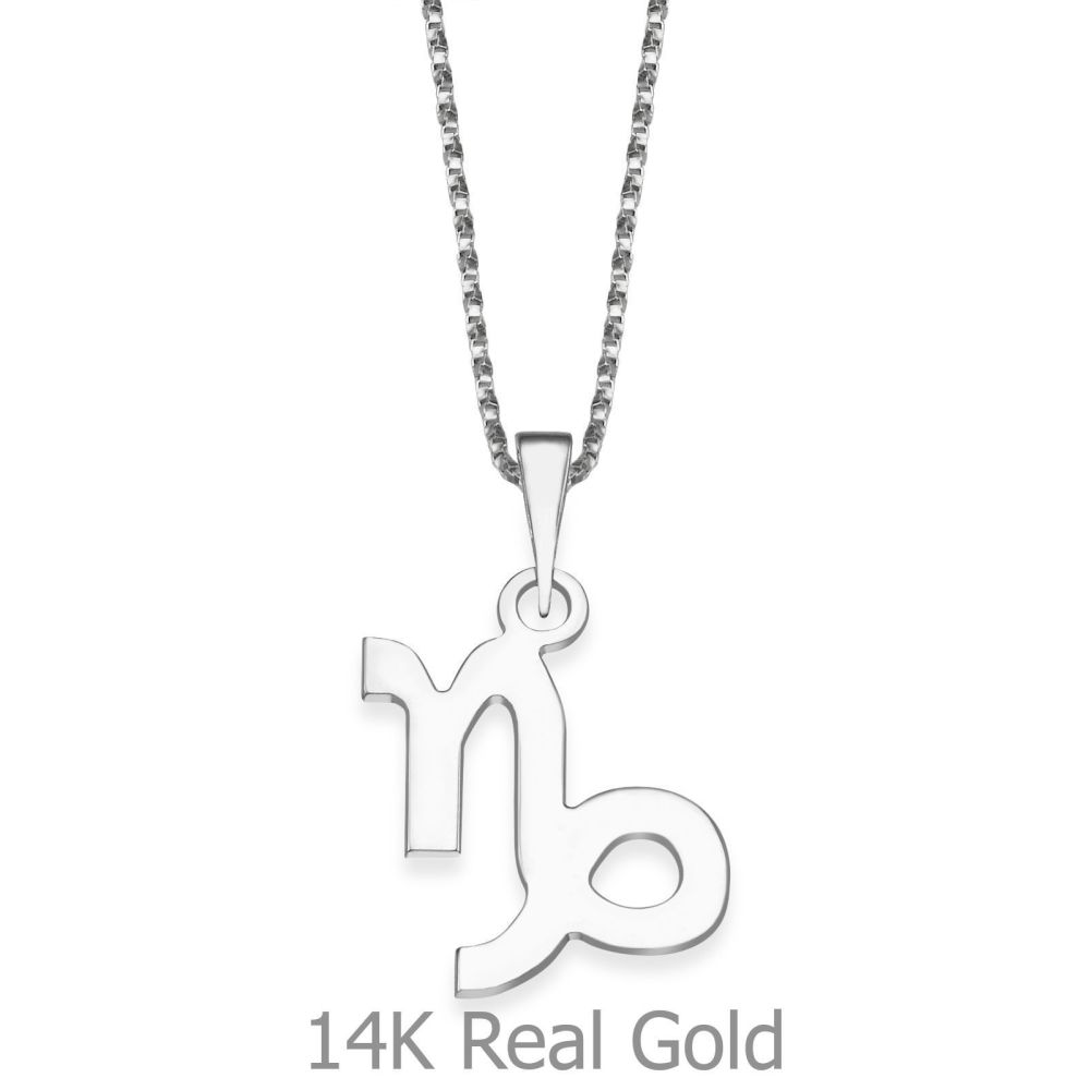Girl's Jewelry | Pendant and Necklace in 14K White Gold - Capricorn