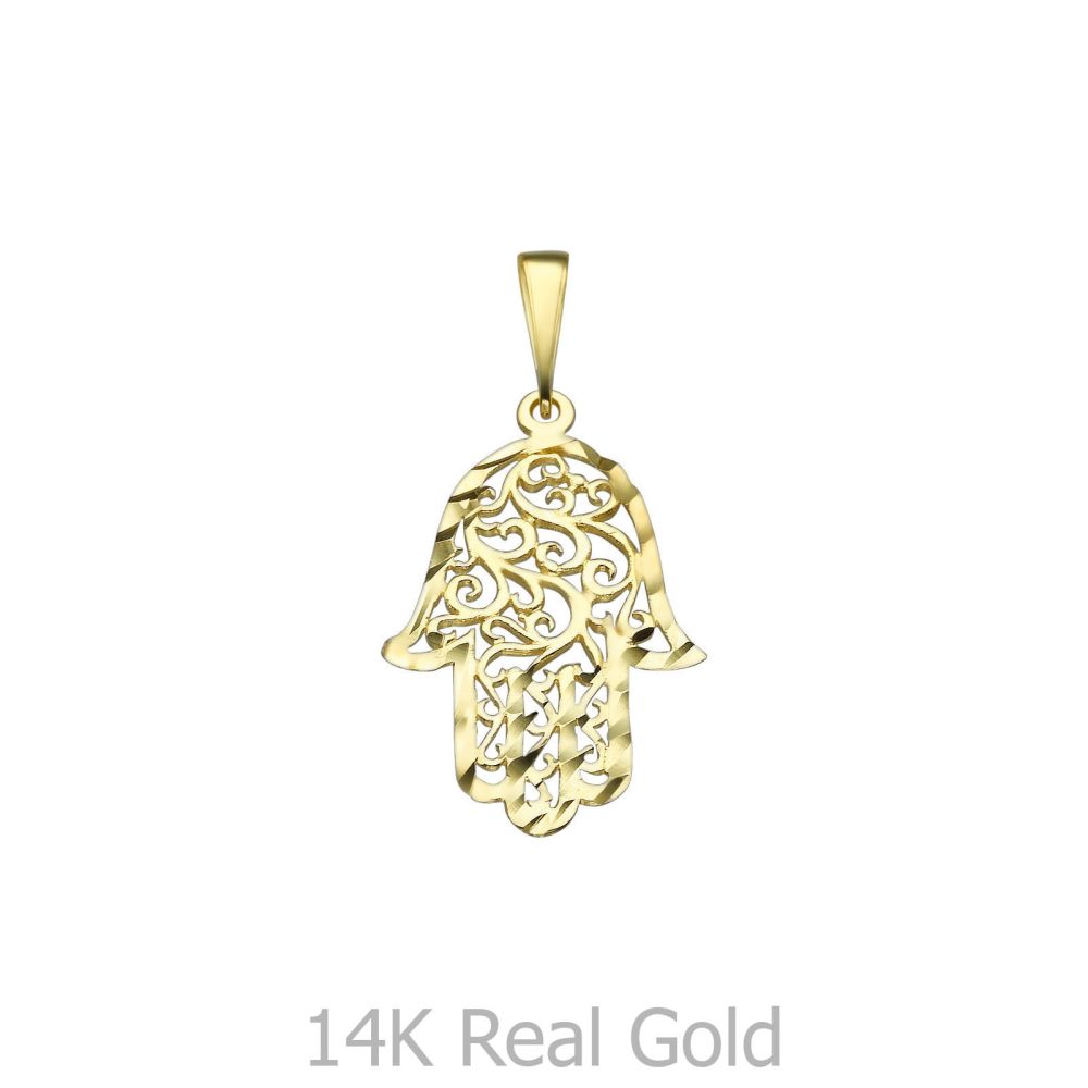Women’s Gold Jewelry | Gold Pendant - Filigree Hamsa Hand