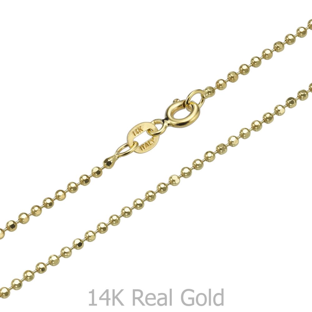 Gold Chains | 14K Yellow Gold Balls Chain Necklace 1.8mm Thick, 19.7