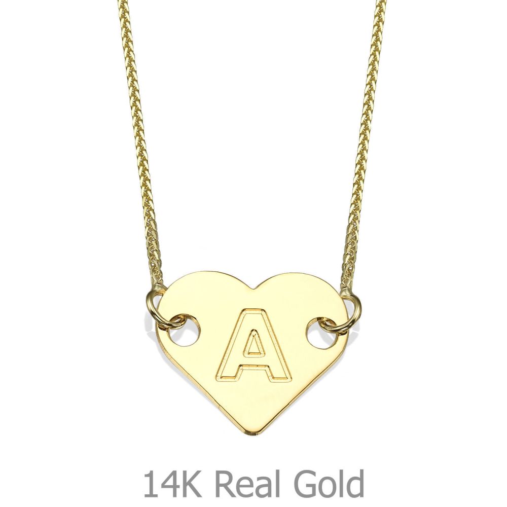 Personalized Necklaces | Heart-Shaped Initial Necklace in Yellow Gold