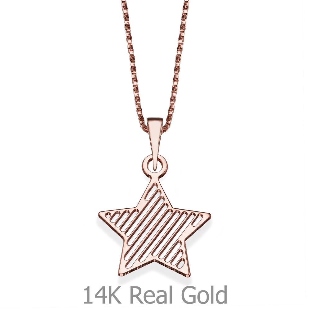 Girl's Jewelry | Pendant and Necklace in 14K Rose Gold - Star of the Party