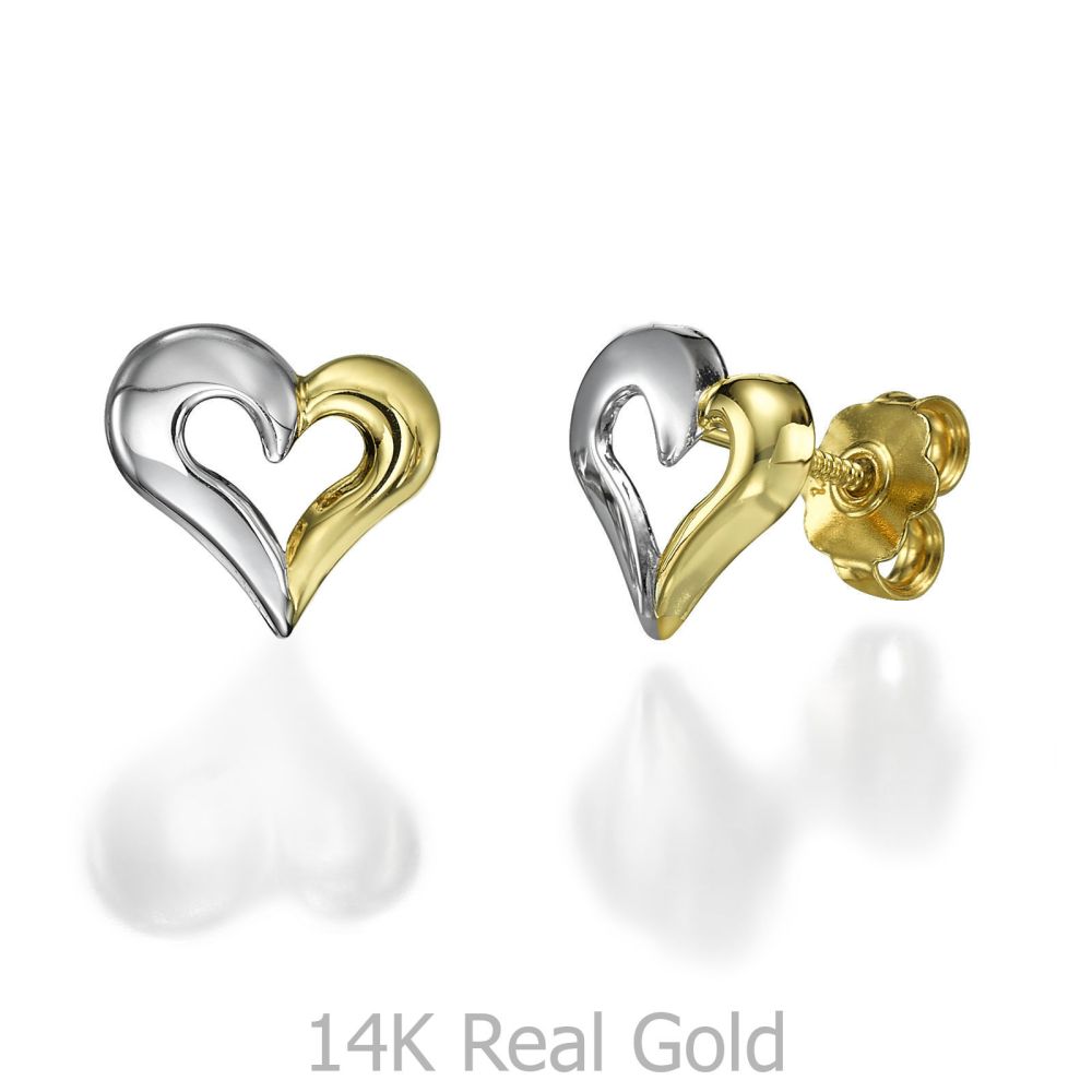 Women’s Gold Jewelry | 14K White & Yellow Gold Women's Earrings - United Heart