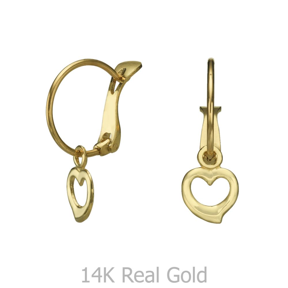 Gold Earrings | Hoop Earrings in14K Yellow Gold - Heart of Michaela