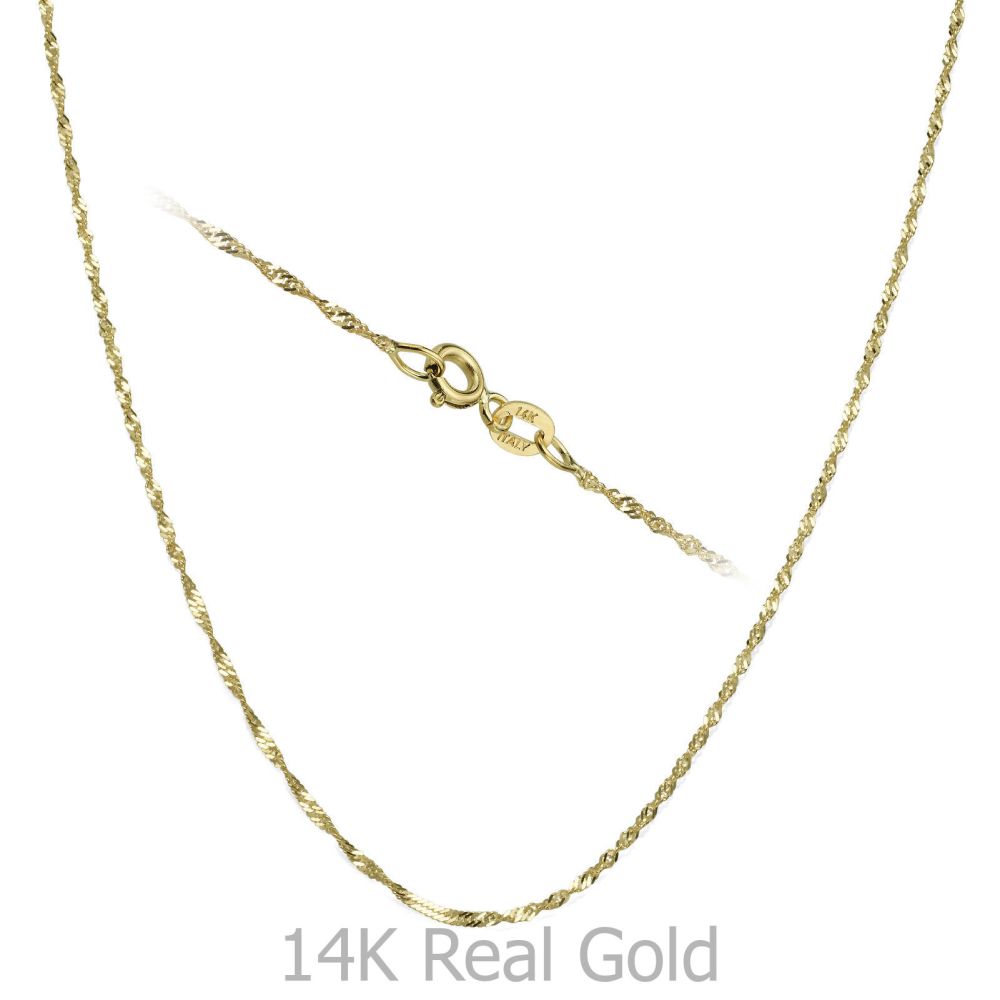 Gold Chains | 14K Yellow Gold Singapore Chain Necklace 1.2mm Thick, 17.7