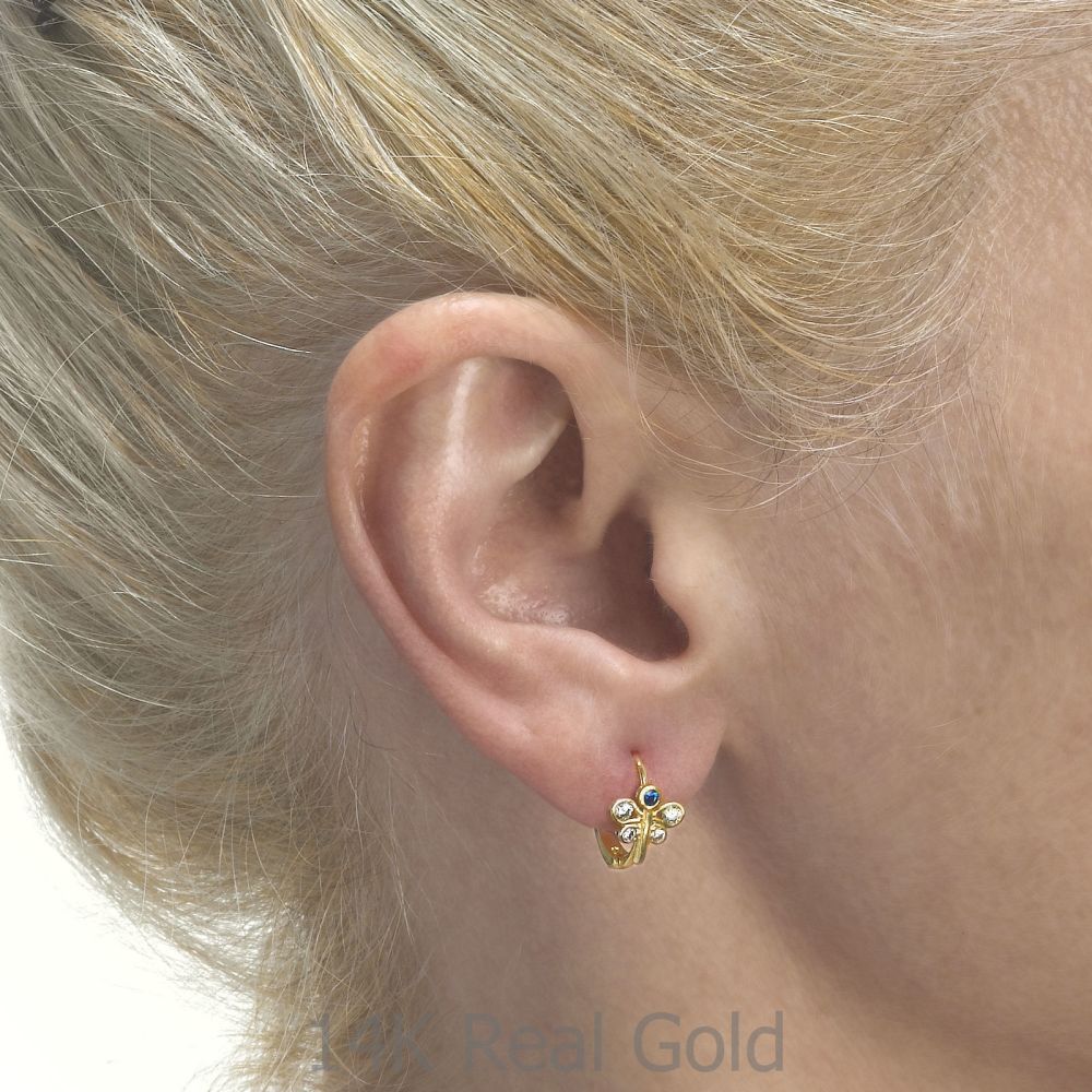 Girl's Jewelry | Dangle Tight Earrings in14K Yellow Gold - Debbie the Dragonfly