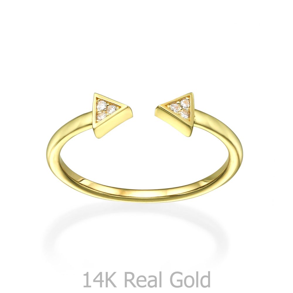 Women’s Gold Jewelry | Open Ring in Yellow Gold - Sparkling Triangles
