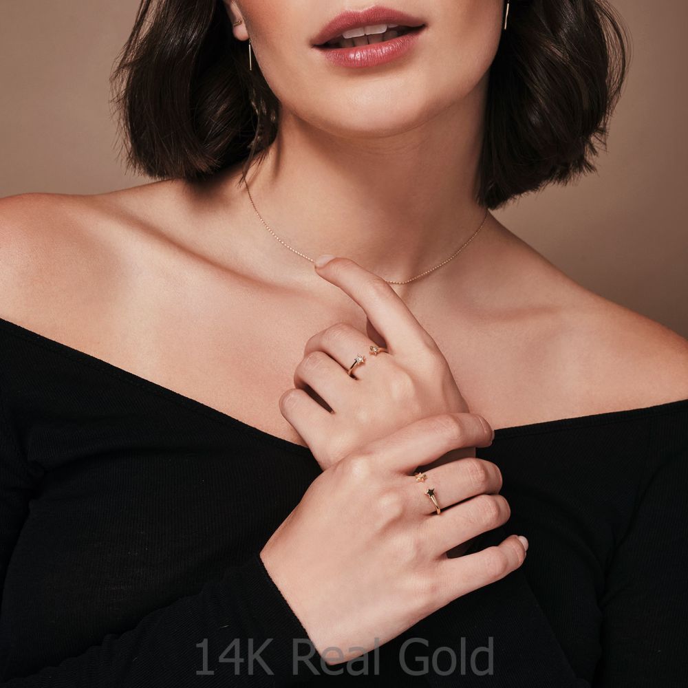 Women’s Gold Jewelry | Open Ring in Yellow Gold - Stars