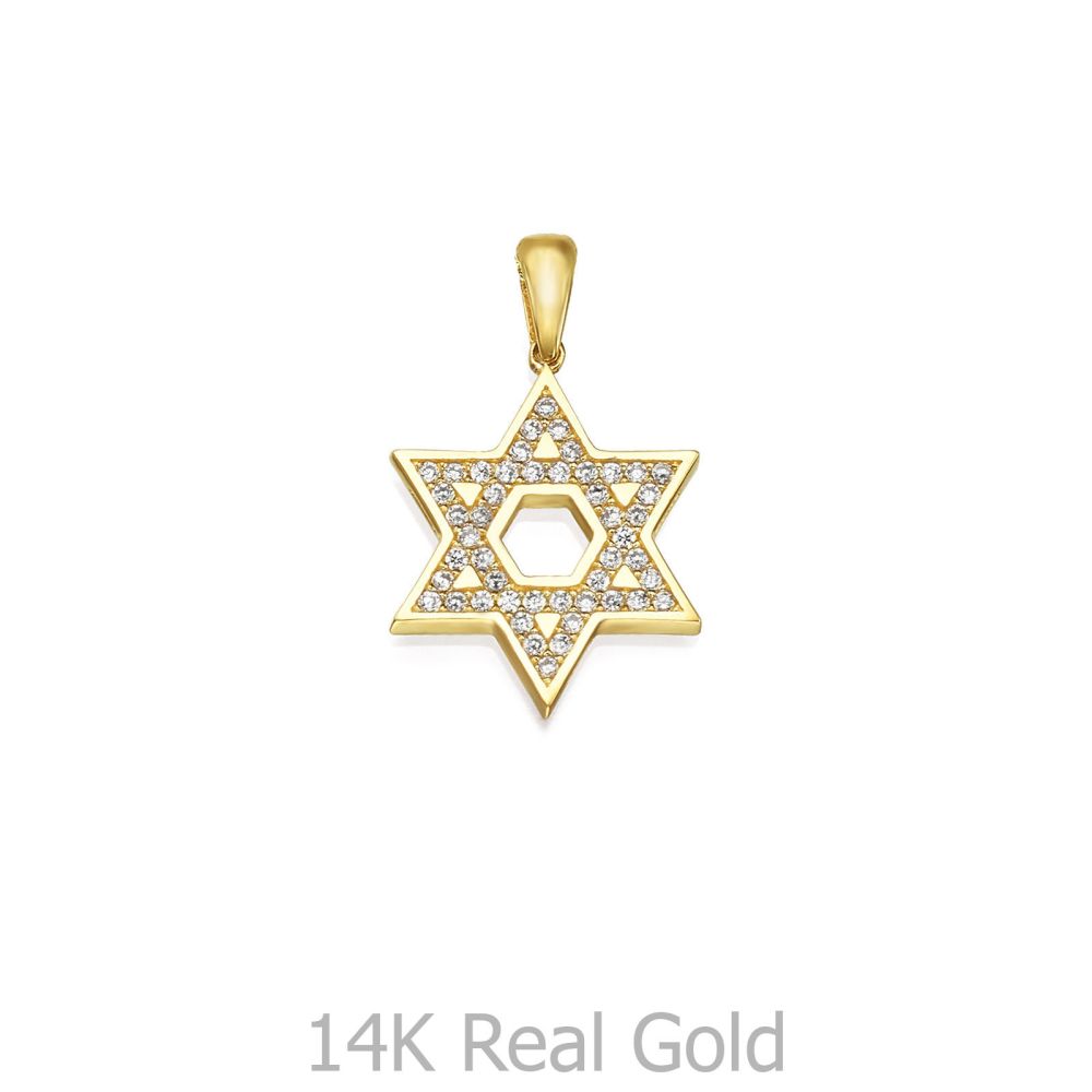 Women’s Gold Jewelry | 14K Yellow Gold Women's Pendant - Sparkling Star of David
