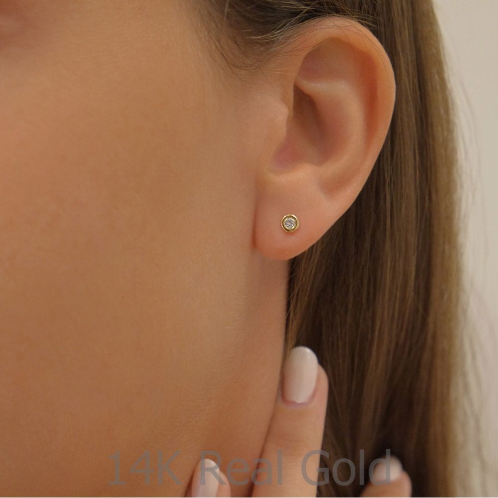 Diamond Jewelry | 14K Yellow Gold Women's Earrings - Chloe 