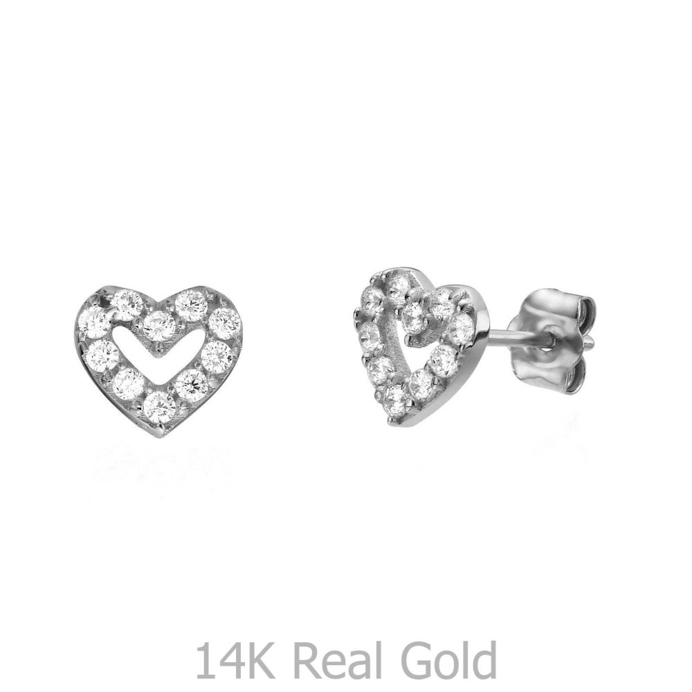 Women’s Gold Jewelry | Gold Stud Earrings - Sparkling Heart