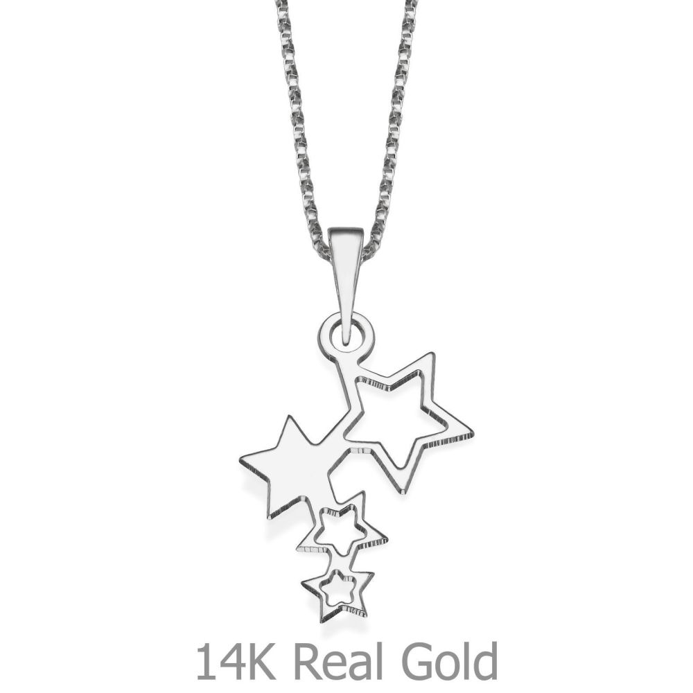 Girl's Jewelry | Pendant and Necklace in 14K White Gold - Starry Night