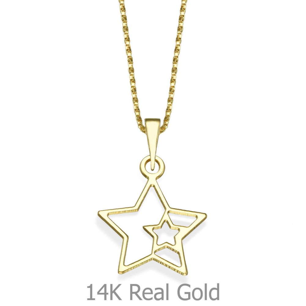 Girl's Jewelry | Pendant and Necklace in 14K Yellow Gold - A Star is Born