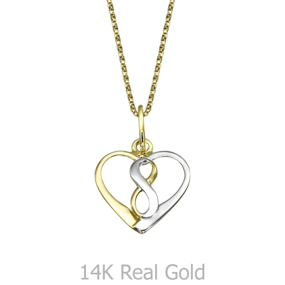 Girl's Jewelry | Pendant and Necklace in Yellow and White Gold - Cosmic Heart