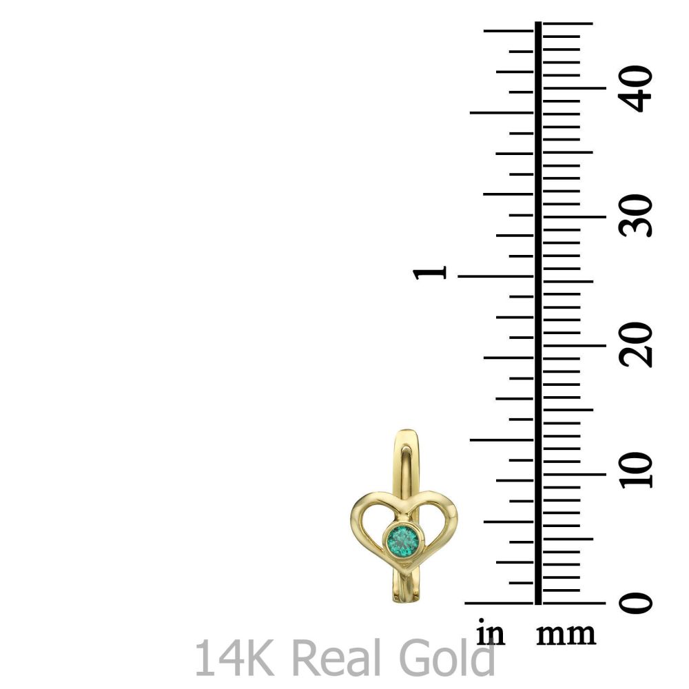 Gold Earrings | Dangle Tight Earrings in14K Yellow Gold - Heart of Ava