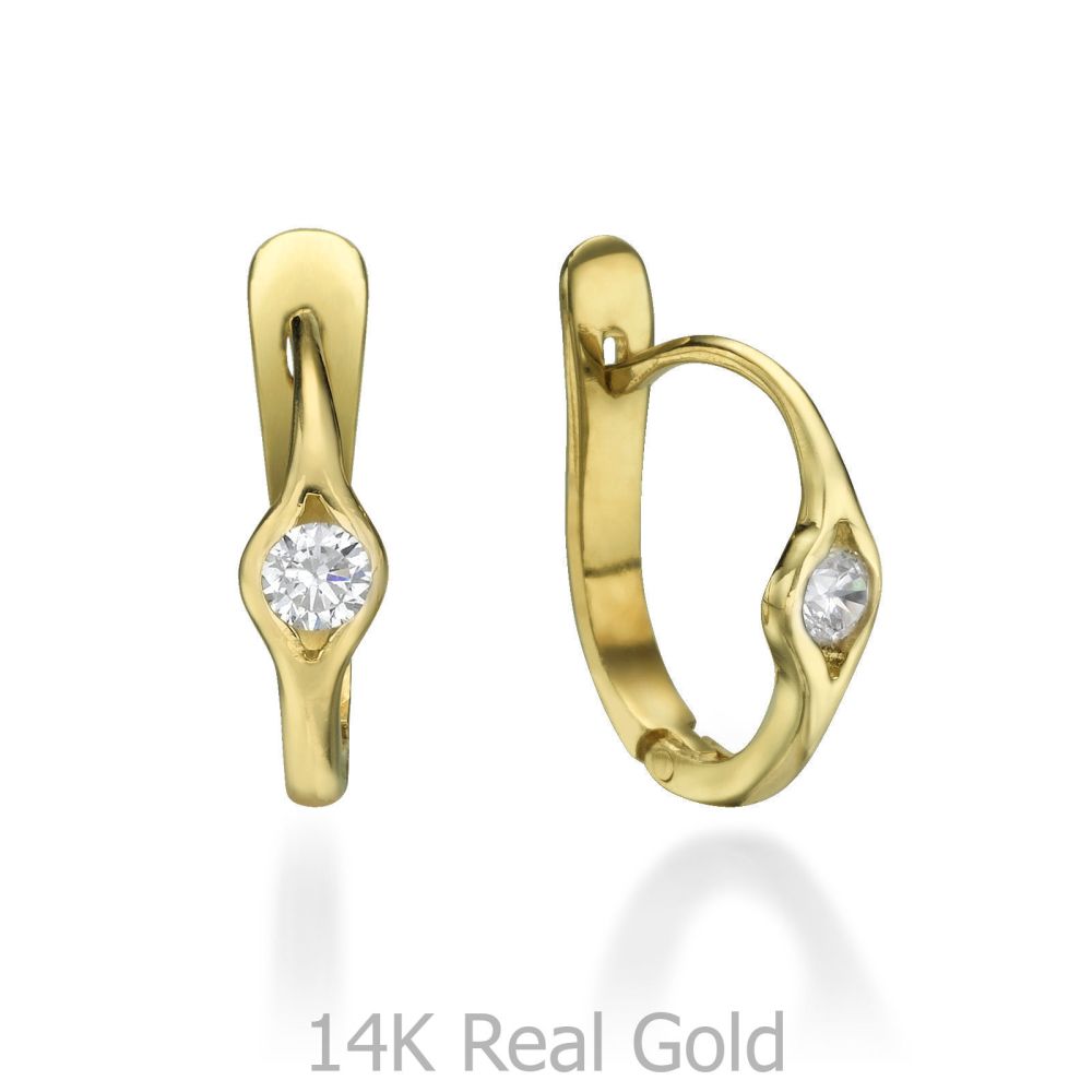 Girl's Jewelry | Dangle Tight Earrings in14K Yellow Gold - Ellipse of Light