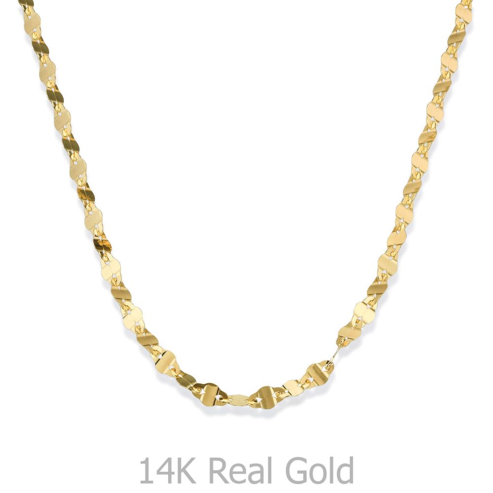 Gold Chains | 14K Yellow Gold Forzata Chain Necklace 2.4mm Thick, 19.5